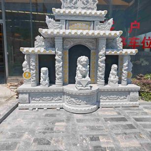吴忠芝麻白中国黑石材套墓 花岗岩墓碑