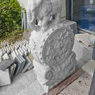 吴忠芝麻白抱鼓石 庭院抱鼓石